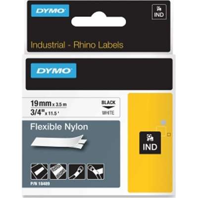 dymo 18489 rhinopro 3/4in white flexible nylon labels 