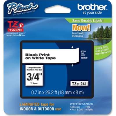 Details about   2 PK TZe241 TZ241 3/4" Black on White Label tape 18mm For Brother P-Touch Print 