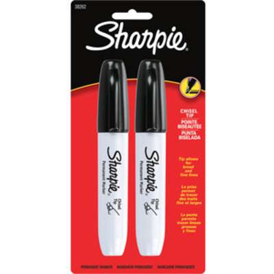 1 Pack of 2 Black Ink 38262PP Sharpie Chisel Tip Permanent Marker 