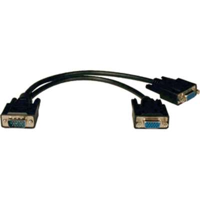 HD15 Lysee Data Cables FULL-Video Splitter :VGA - Color: Black M to VGA HD15 F X 2 1 PC to 2 Monitors 