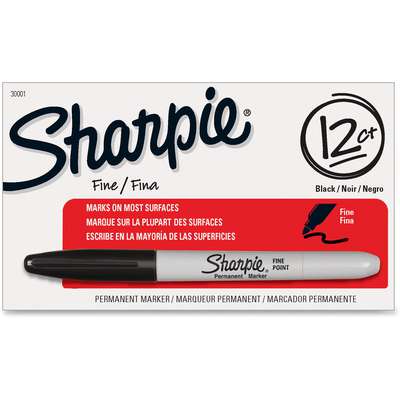 Sharpie Permanent Marker, Fine Tip, Black, Dozen (30001)